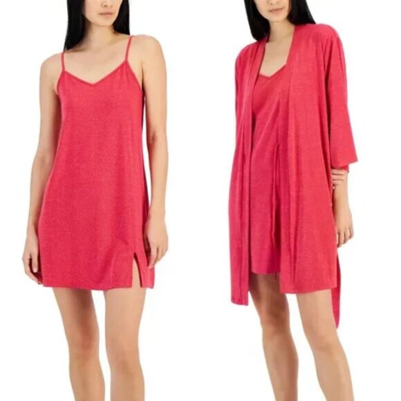 INC International Concepts Other - I.N.C. International Concepts 2-Pc Robe & Chemise Set Magenta Sparkle NWT Sz S